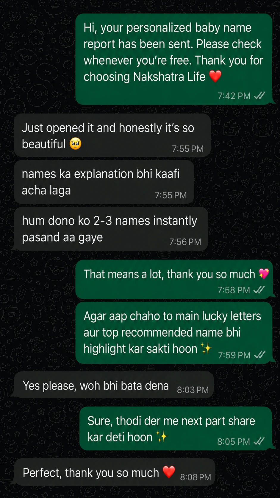 Parent WhatsApp feedback