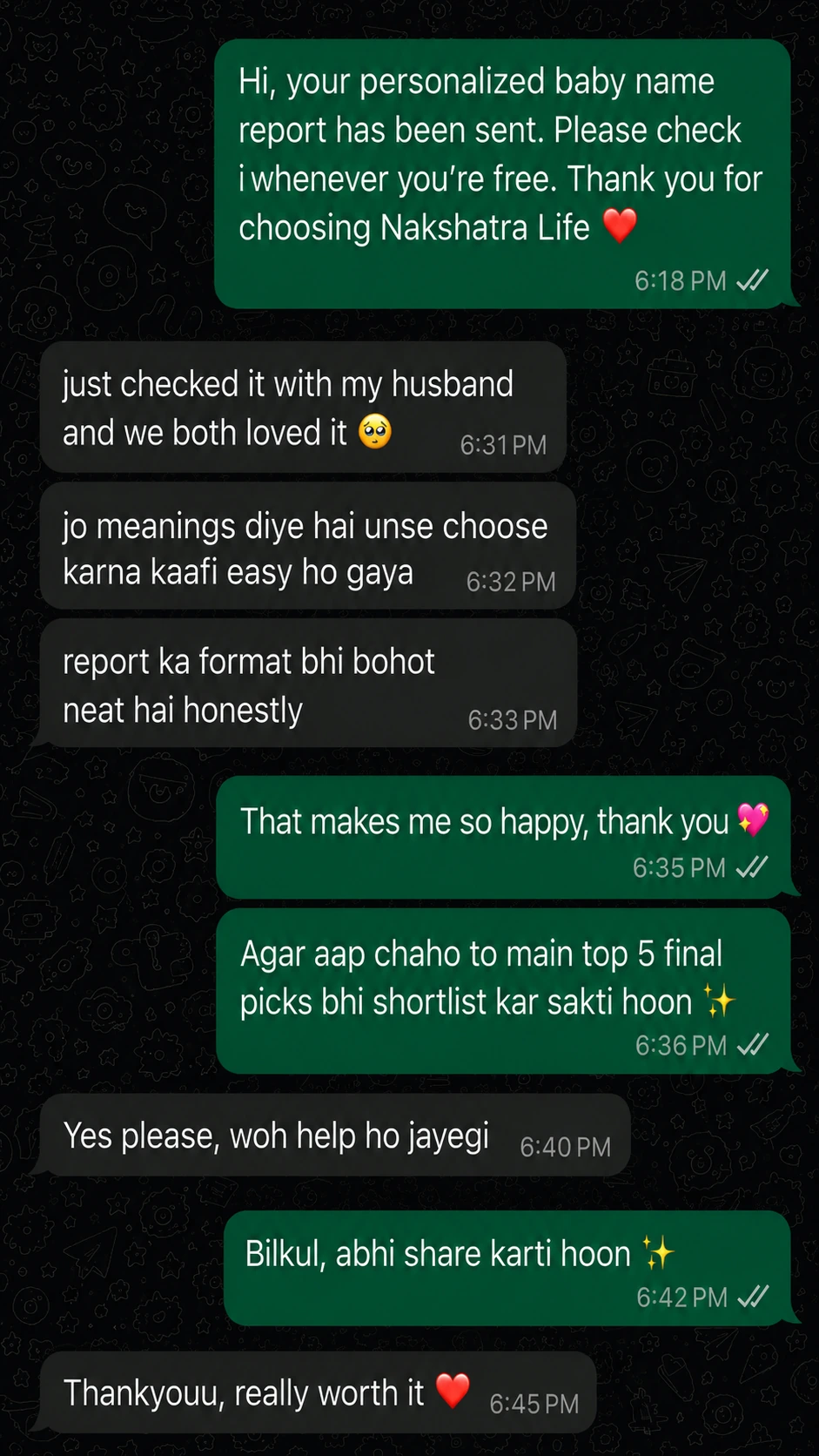 Parent WhatsApp feedback