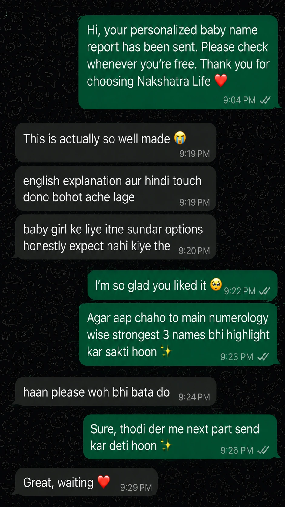 Parent WhatsApp feedback