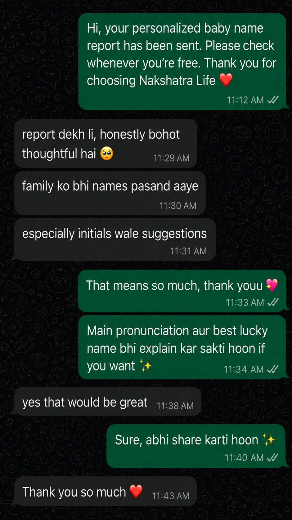 Parent WhatsApp feedback