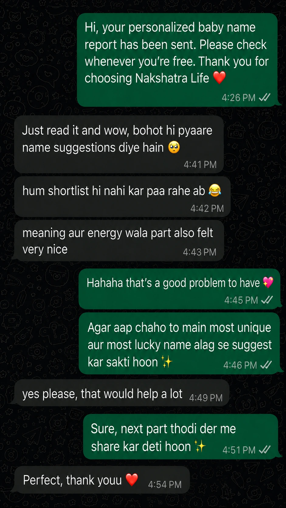 Parent WhatsApp feedback